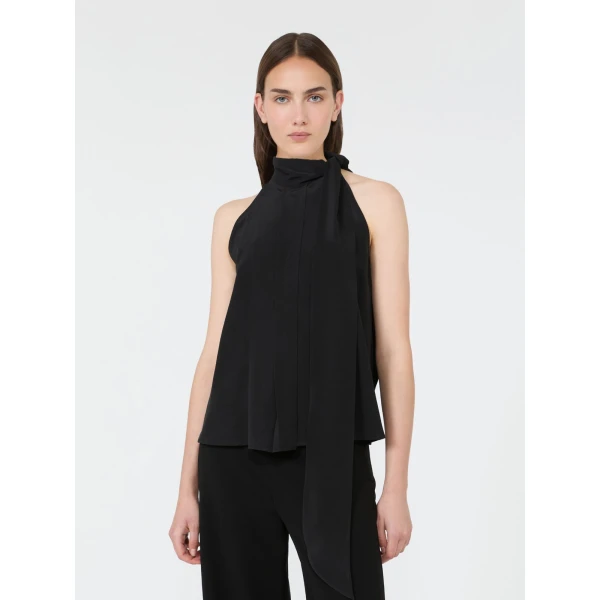 Max Mara Fune Sleeveless Crepe de Chine Top in Black | Sleeveless | Coveti