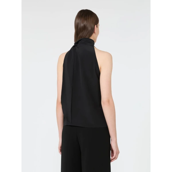 Max Mara Fune Sleeveless Crepe de Chine Top in Black | Sleeveless | Coveti