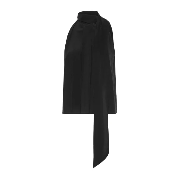 Fune Sleeveless Crepe de Chine Top in Black