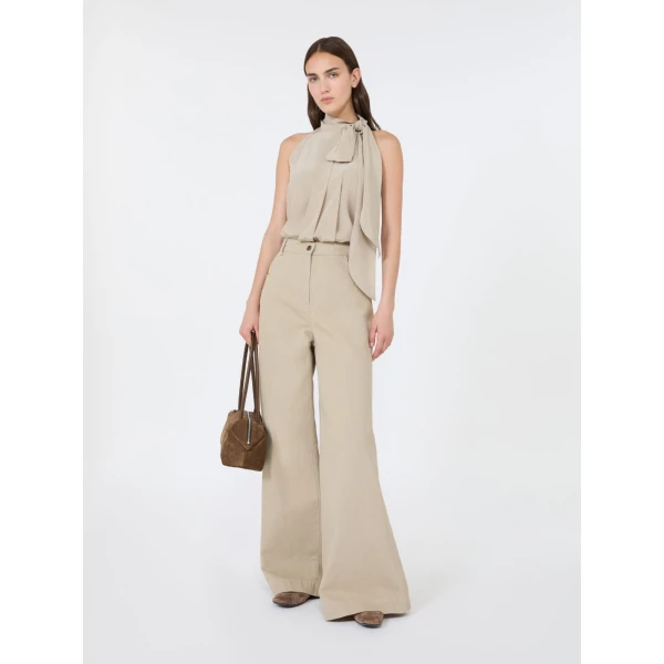 Max Mara Fune Sleeveless Crepe de Chine Top in Stone Grey | Sleeveless | Coveti