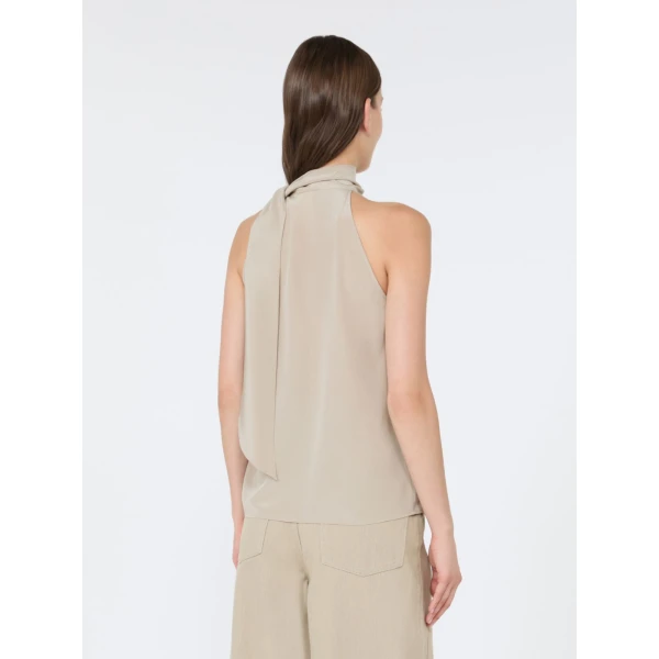 Max Mara Fune Sleeveless Crepe de Chine Top in Stone Grey | Sleeveless | Coveti