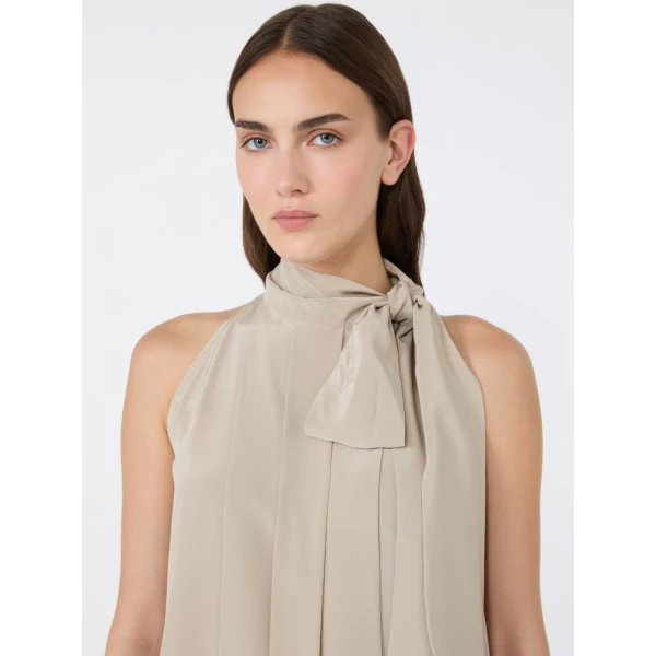 Max Mara Fune Sleeveless Crepe de Chine Top in Stone Grey | Sleeveless | Coveti