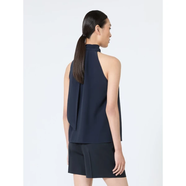 Max Mara Fune Sleeveless Crepe de Chine Top in Ultramarine | Sleeveless | Coveti
