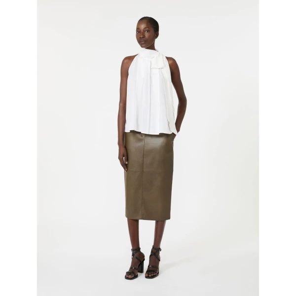 Max Mara Fune Sleeveless Crepe de Chine Top in White | Sleeveless | Coveti