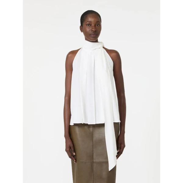 Max Mara Fune Sleeveless Crepe de Chine Top in White | Sleeveless | Coveti