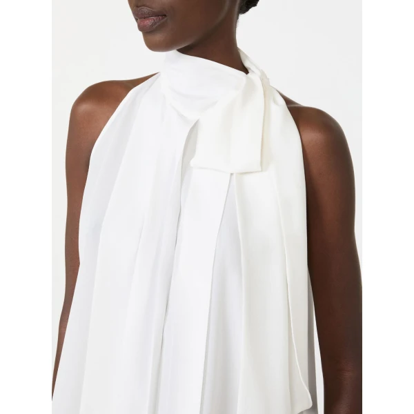 Max Mara Fune Sleeveless Crepe de Chine Top in White | Sleeveless | Coveti
