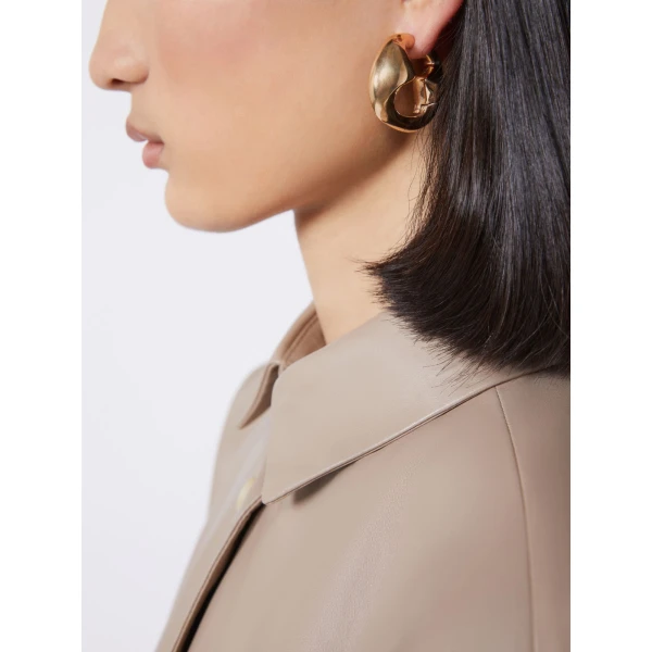 Max Mara Galosce Bold Cut-Out Earrings in Bronze | Earrings | Coveti