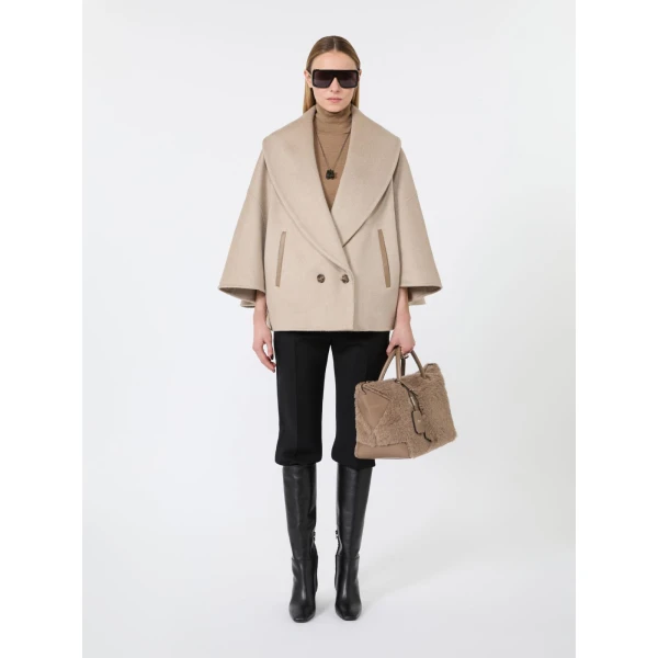 Max Mara Galosce Cashmere Drap Cape in Beige | Coats | Coveti