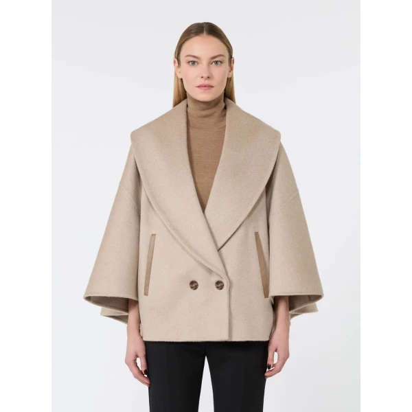 Max Mara Galosce Cashmere Drap Cape in Beige | Coats | Coveti