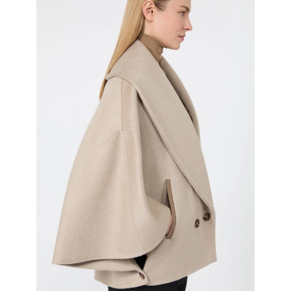 Max Mara Galosce Cashmere Drap Cape in Beige | Coats | Coveti