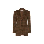 Max Mara Galosce Single-Breasted Glen Plaid Jersey Blazer in Tobacco | Blazers | Coveti