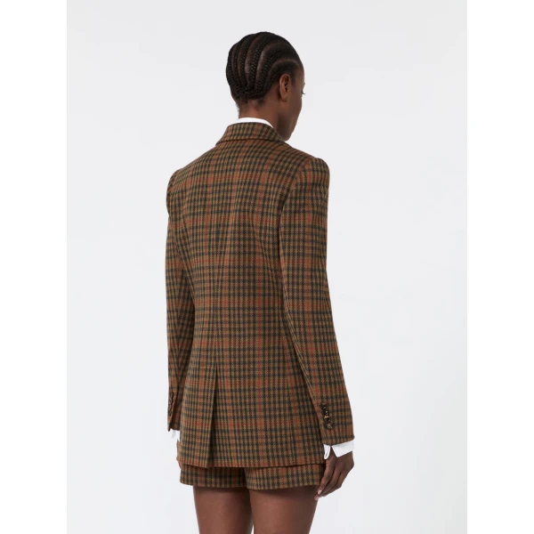 Max Mara Galosce Single-Breasted Glen Plaid Jersey Blazer in Tobacco | Blazers | Coveti