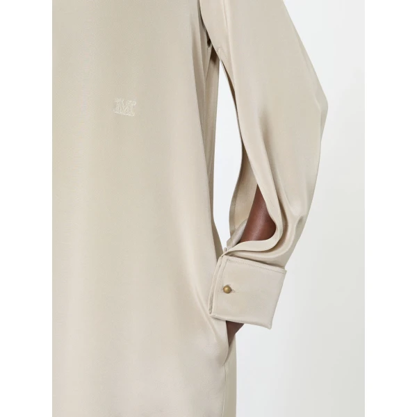 Max Mara Gambero Silk Crepe de Chine Polo Dress in Stone Grey | Maxi Dresses | Coveti
