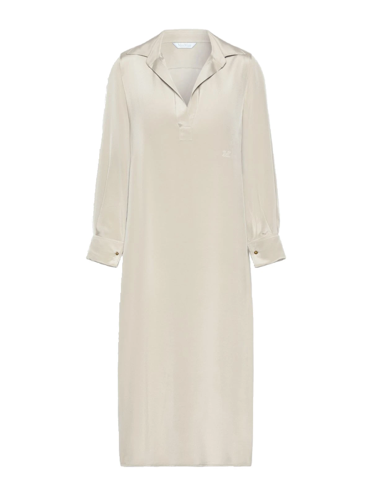 Max Mara Gambero Silk Crepe de Chine Polo Dress in Stone Grey Max Mara Gambero Silk Crepe de Chine Polo Dress in Stone Grey | Maxi Dresses | Coveti