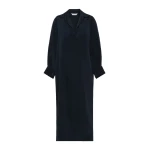 Max Mara Gambero Silk Crepe de Chine Polo Dress in Ultramarine | Maxi Dresses | Coveti