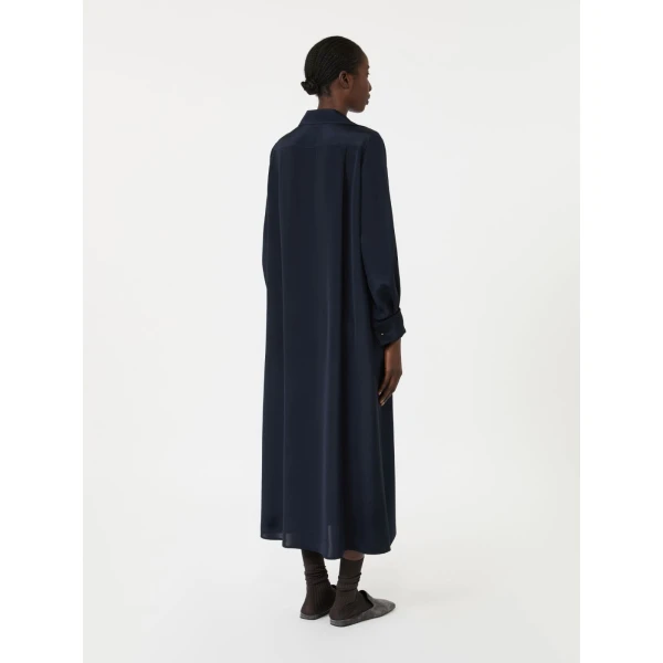 Max Mara Gambero Silk Crepe de Chine Polo Dress in Ultramarine | Maxi Dresses | Coveti