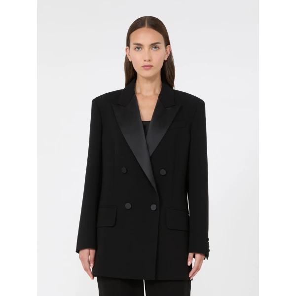 Max Mara Garza Double-Breasted Lightweight Cady Blazer in Black | Blazers | Coveti