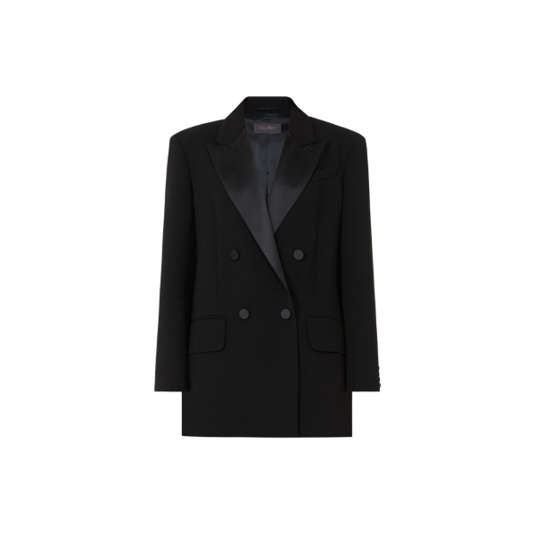 Max Mara Garza Double-Breasted Lightweight Cady Blazer in Black | Blazers | Coveti