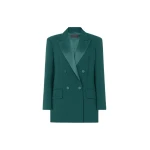 Max Mara Garza Double-Breasted Lightweight Cady Blazer in Dark Green | Blazers | Coveti