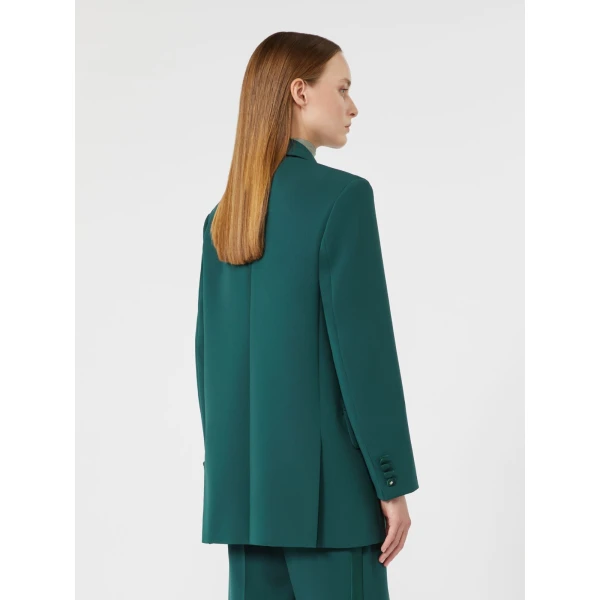 Max Mara Garza Double-Breasted Lightweight Cady Blazer in Dark Green | Blazers | Coveti