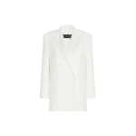 Max Mara Garza Double-Breasted Lightweight Cady Blazer in White | Blazers | Coveti