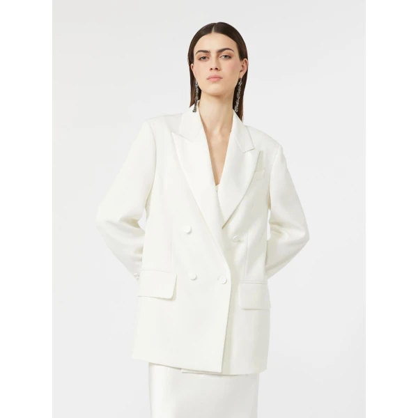 Max Mara Garza Double-Breasted Lightweight Cady Blazer in White | Blazers | Coveti