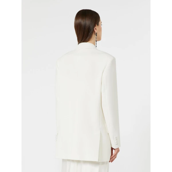 Max Mara Garza Double-Breasted Lightweight Cady Blazer in White | Blazers | Coveti