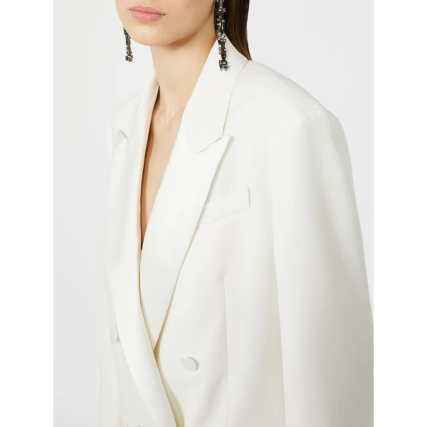 Max Mara Garza Double-Breasted Lightweight Cady Blazer in White | Blazers | Coveti