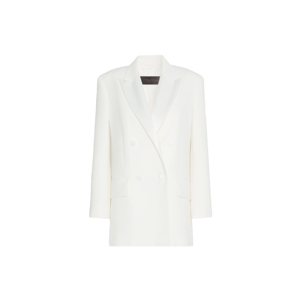 Max Mara Garza Double-Breasted Lightweight Cady Blazer in White | Blazers | Coveti