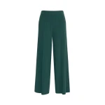 Max Mara Garza Plisse Viscose Trousers in Green | Wide leg pants | Coveti