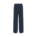 Max Mara Garza Plisse Viscose Trousers in Navy | Wide leg pants | Coveti