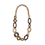 Max Mara Gatti Long Resin and Metal Necklace in Clay | Necklace | Coveti