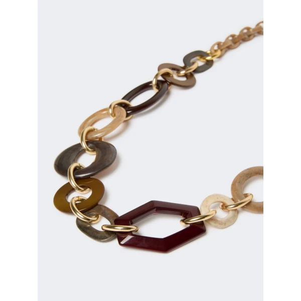 Max Mara Gatti Long Resin and Metal Necklace in Clay | Necklace | Coveti