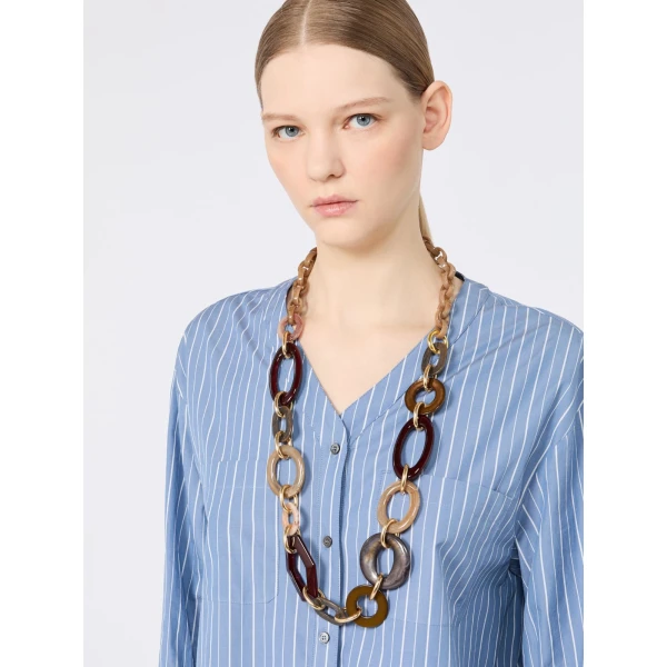 Max Mara Gatti Long Resin and Metal Necklace in Clay | Necklace | Coveti