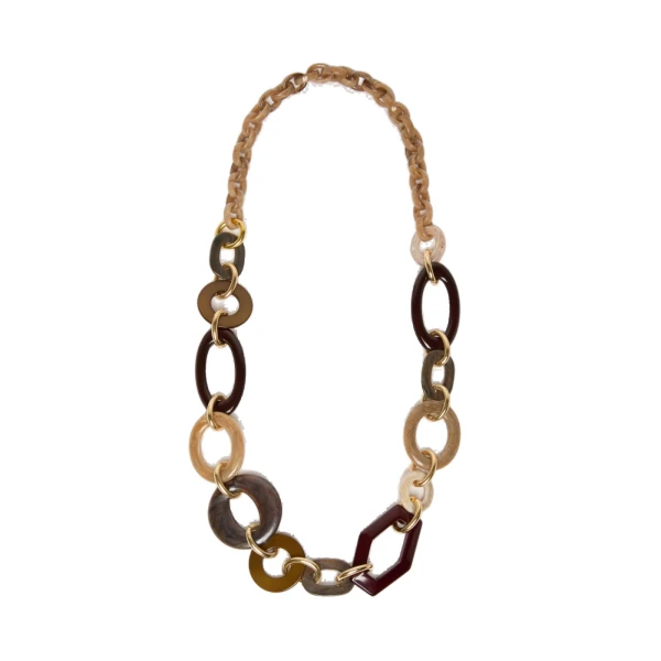 Gatti Long Resin and Metal Necklace in Clay