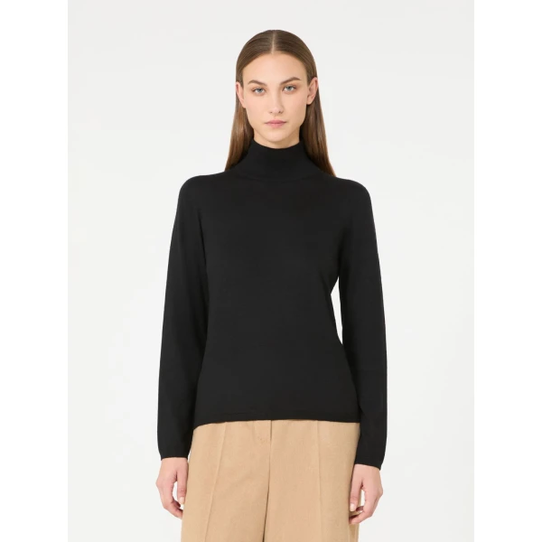 Max Mara Gatto Cashmere Polo-Neck Sweater in Black | Turtlenecks | Coveti