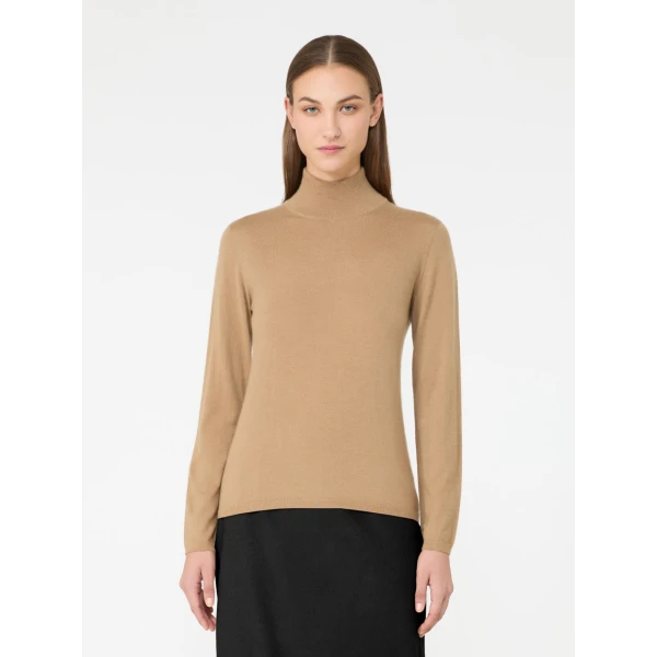 Max Mara Gatto Cashmere Polo-Neck Sweater in Camel | Turtlenecks | Coveti
