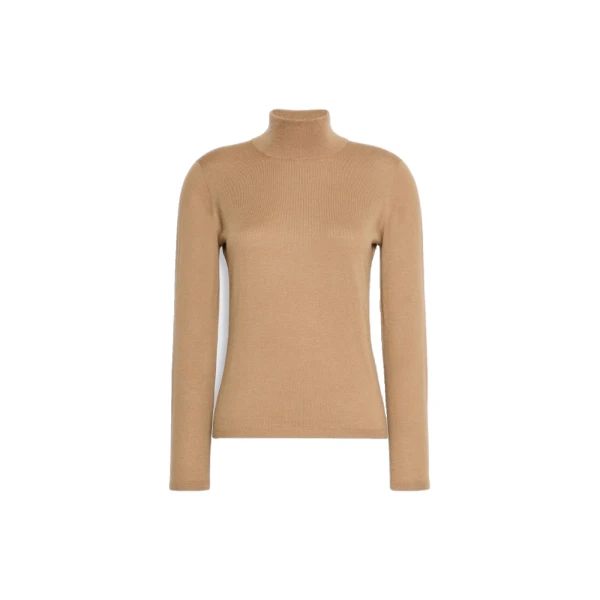 Max Mara Gatto Cashmere Polo-Neck Sweater in Camel | Women | Coveti
