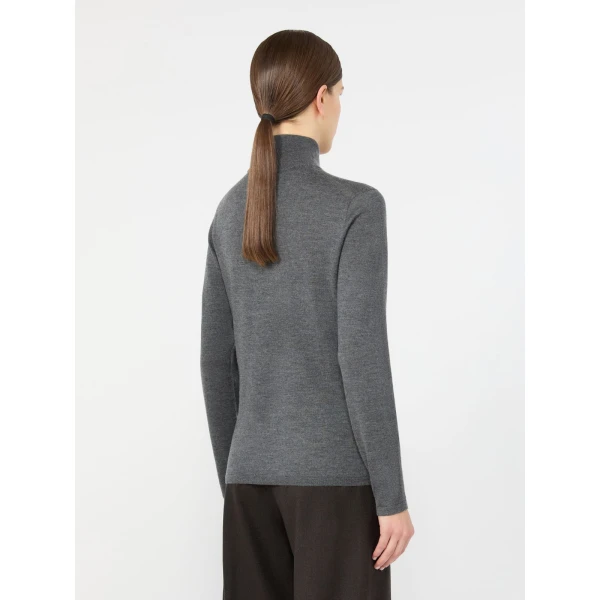 Max Mara Gatto Cashmere Polo-Neck Sweater in Medium Grey | Turtlenecks | Coveti