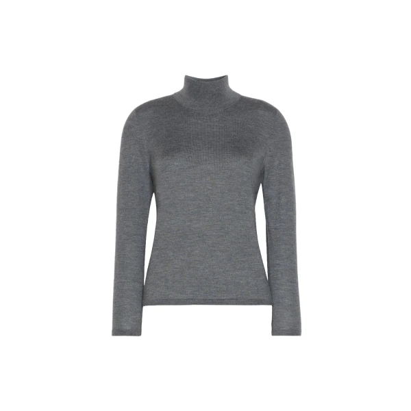 Max Mara Gatto Cashmere Polo-Neck Sweater in Medium Grey | Turtlenecks | Coveti