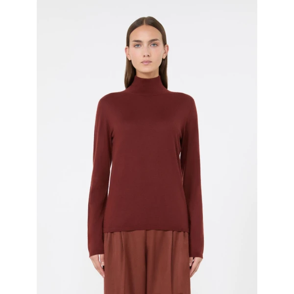 Max Mara Gatto Cashmere Polo-Neck Sweater in Rust | Turtlenecks | Coveti
