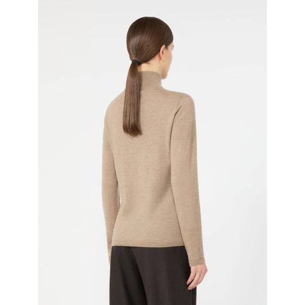 Max Mara Gatto Cashmere Polo-Neck Sweater in Sand | Turtlenecks | Coveti