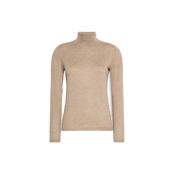 Max Mara Gatto Cashmere Polo-Neck Sweater in Sand | Turtlenecks | Coveti