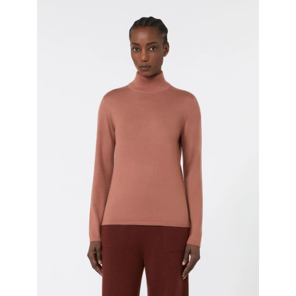 Max Mara Gatto Cashmere Polo-Neck Sweater in Terra Cotta | Turtlenecks | Coveti