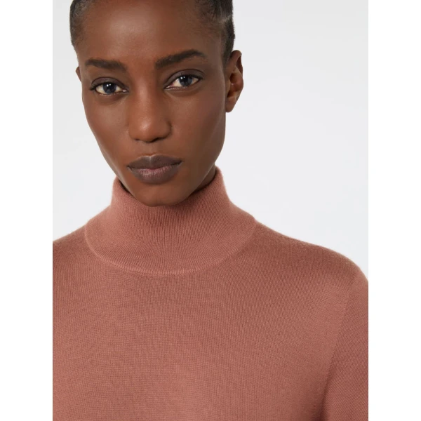Max Mara Gatto Cashmere Polo-Neck Sweater in Terra Cotta | Turtlenecks | Coveti