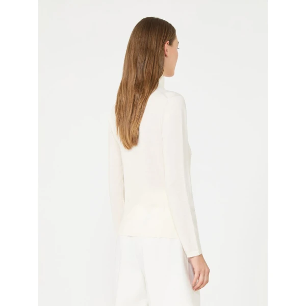 Max Mara Gatto Cashmere Polo-Neck Sweater in White | Turtlenecks | Coveti