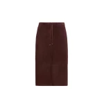 Max Mara Gazza Suede Midi Skirt in Dark Red | Leather Skirts | Coveti