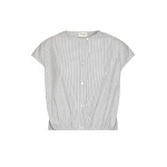 Max Mara Gelatina Cotton Poplin Crop Top in Navy | Blouse | Coveti