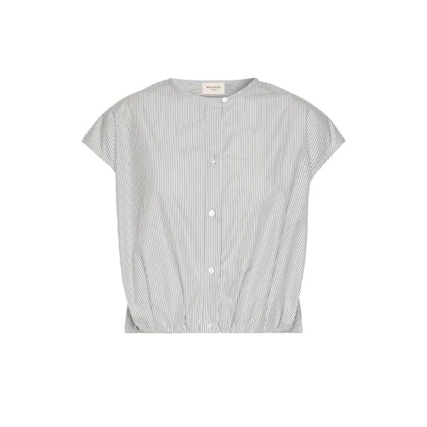 Max Mara Gelatina Cotton Poplin Crop Top in Navy | Blouse | Coveti