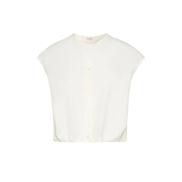 Max Mara Gelatina Cotton Poplin Crop Top in White | Blouse | Coveti